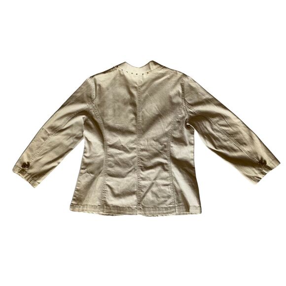 DG2 Diane Gilman Denim Jacket Blazer Gold Embroidered Studded 2 Pockets Size Med - Picture 4 of 8